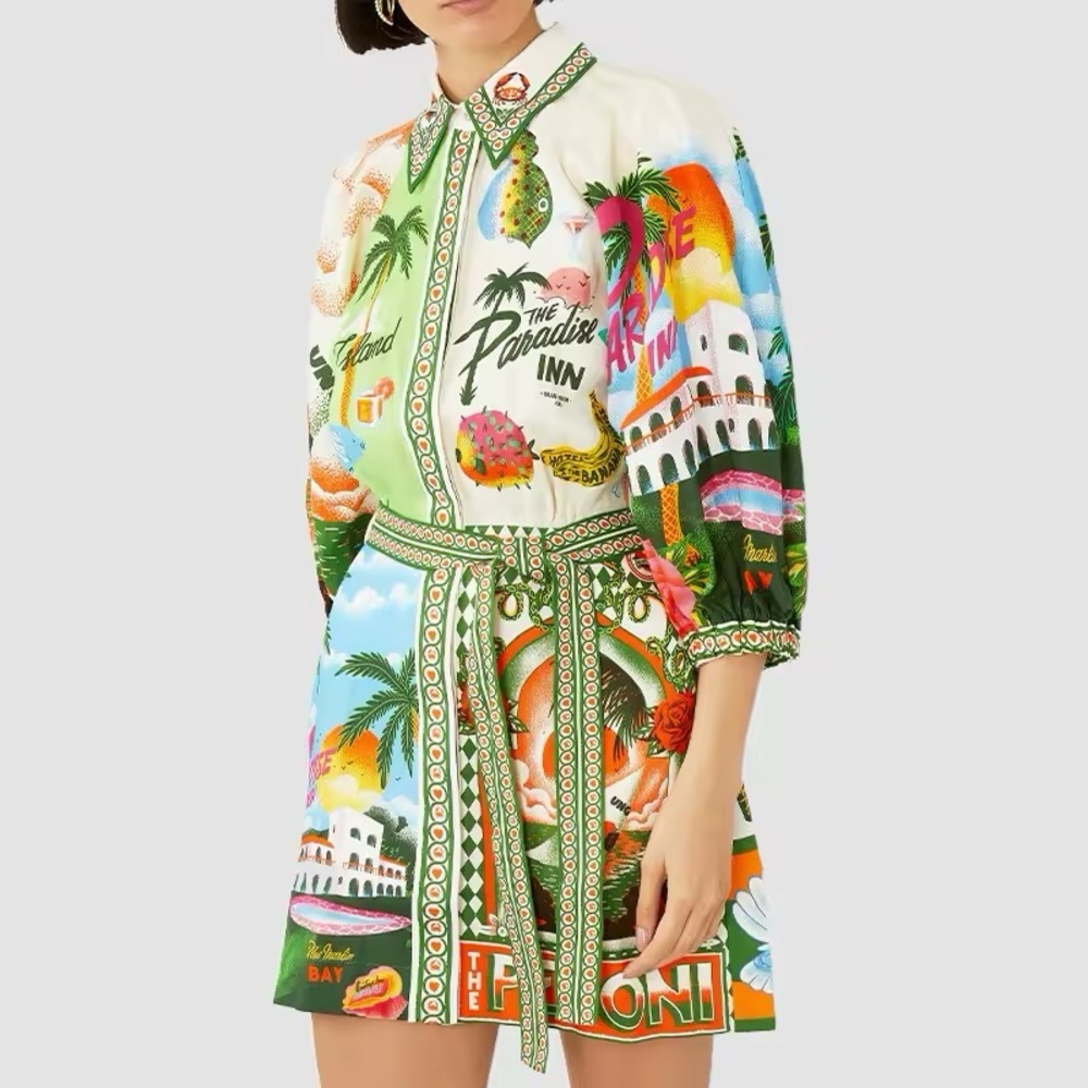 Colorful Printed Mini Dress